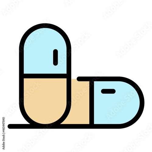 Two capsules icon. Outline two capsules vector icon color flat isolated