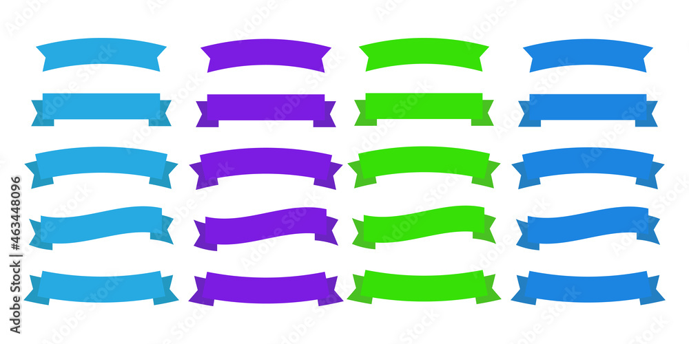 Flat vector ribbons. Banners flat. Banner ribbon vector set Flat vector ribbons. Banners flat. Banner ribbon vector set