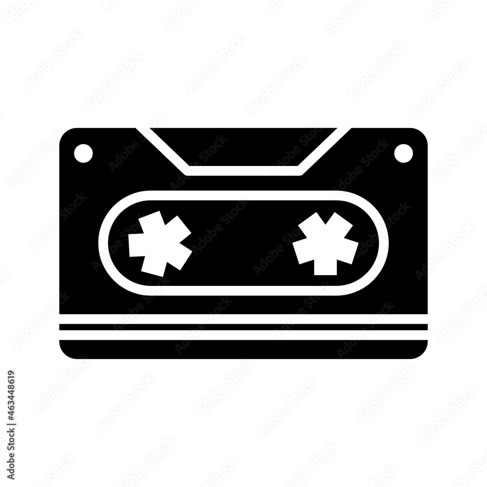 Cassette icon outline vector illustration on white background Cassette icon outline vector illustration on white background