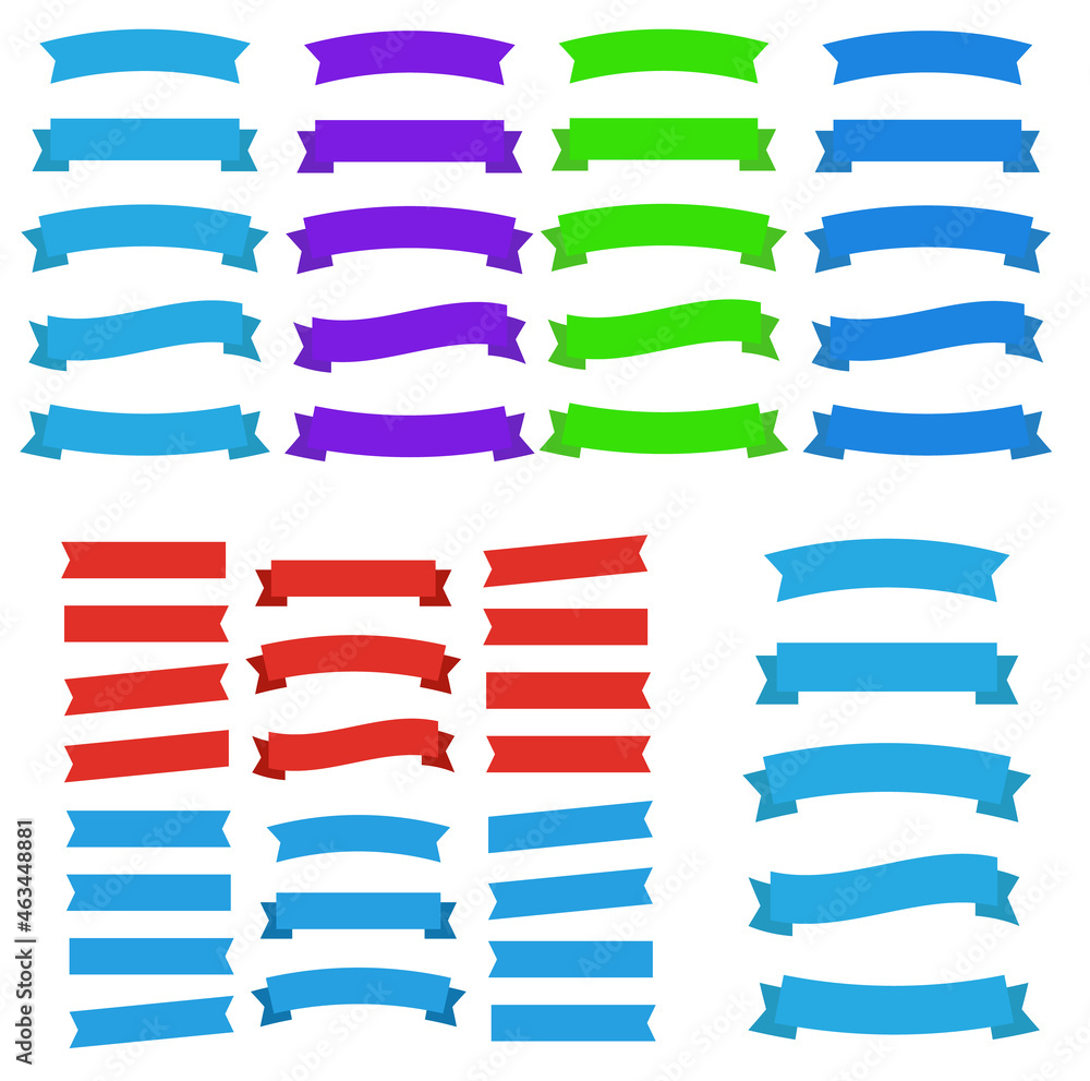 Flat vector ribbons. Banners flat. Banner ribbon vector set Flat vector ribbons. Banners flat. Banner ribbon vector set