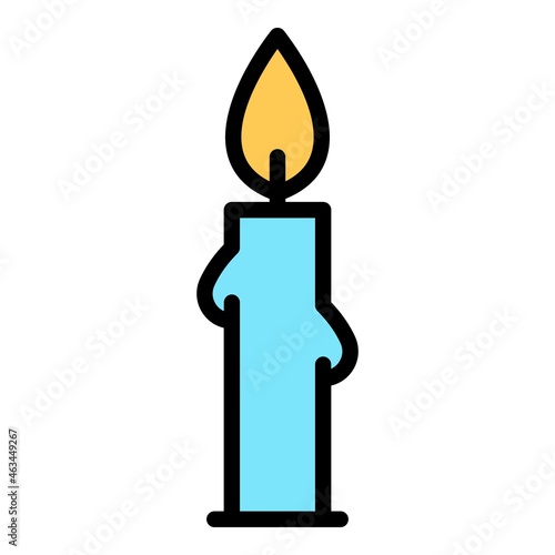 Festive candle icon. Outline festive candle vector icon color flat isolated