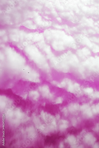 Fluffy White Clouds with a Pink Sky View
