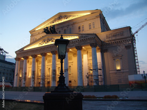 Beautiful view of the architecture of Bolshoi Theatre, Moscow Zamoskvorechye Russia