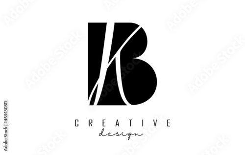 Letters BK b k Logo with a minimalist design. Letters B and K with geometric and handwritten typography.