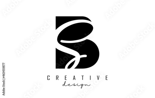 Letters BS b s Logo with a minimalist design. Letters B and S with geometric and handwritten typography.