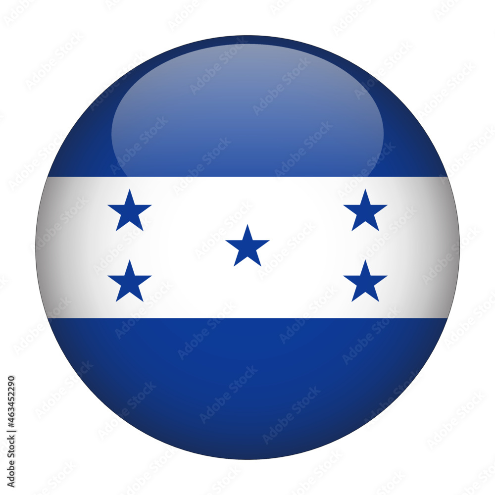 Honduras 3D Rounded Country Flag button Icon Honduras 3D Rounded Country Flag button Icon