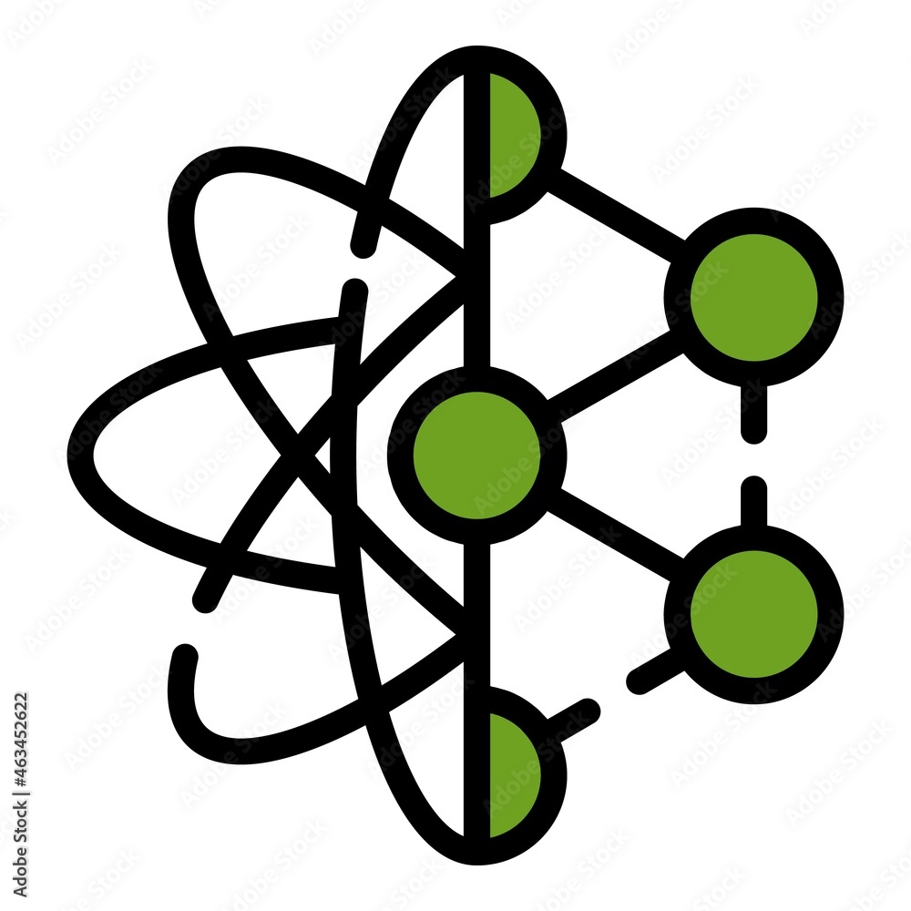 Atom molecule icon. Outline atom molecule vector icon color flat isolated Atom molecule icon. Outline atom molecule vector icon color flat isolated