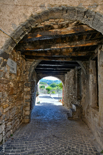 An alley of Villa Santo Stefano, a medieval town of Lazio region, Italy. © Giambattista