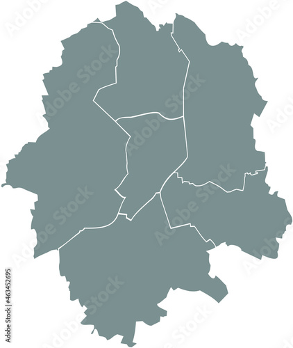 Simple blank gray vector map with white borders of urban city districts of M  nster-Muenster  Germany