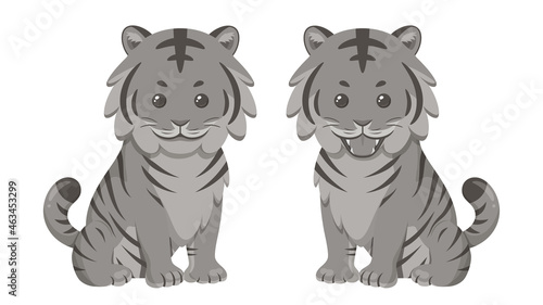 狛虎のイラスト_石_かわいい目