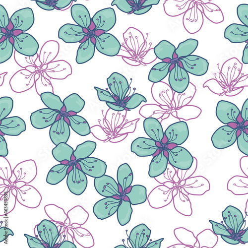 Cute hand-drawn floral seamless pattern