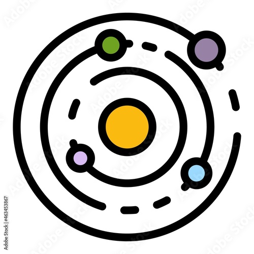 Solar system icon. Outline solar system vector icon color flat isolated