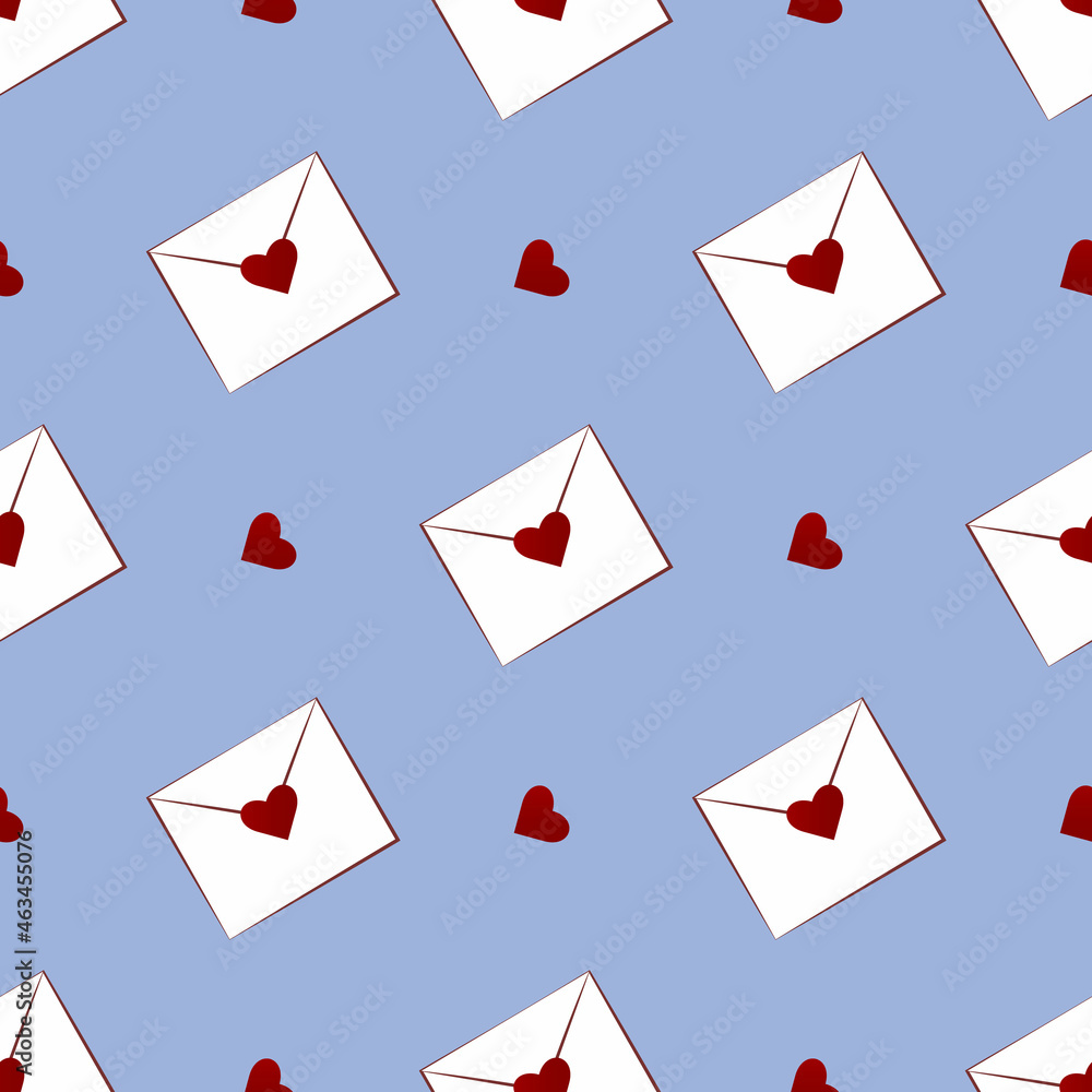 Obraz premium Seamless pattern with envelopes and hearts. St. Valentines love background. Eps 10.