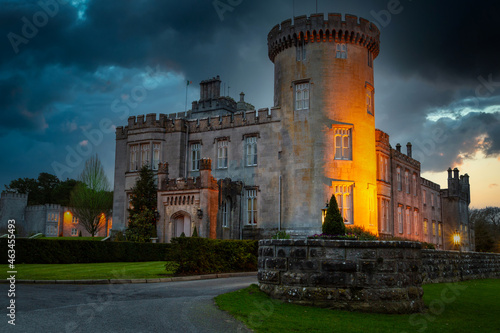 Dromoland Castle in west Ireland at dusk.