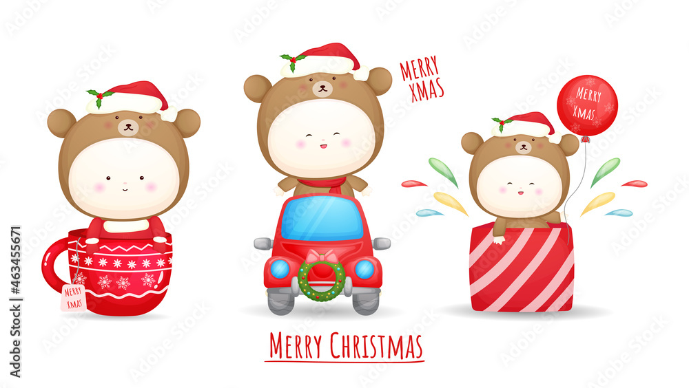 Cute baby santa costume set for merry christmas illustration Premium Vector Cute baby santa costume set for merry christmas illustration Premium Vector