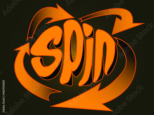 vector illustration with a stylized image of the word spin for prints on labels, banners, posters, T-shirts and for decorating the interiors of discos, bars, studios