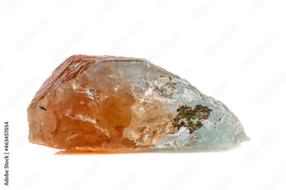 Macro mineral stone Topaz on a white background