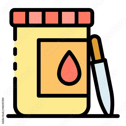 Blood test jar icon. Outline blood test jar vector icon color flat isolated