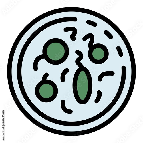 Blood under microscope icon. Outline blood under microscope vector icon color flat isolated