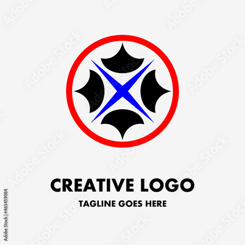 letter x logo, light icon in a circle shape letter x. creative and simple vector logo. Abstract business logo icon design template