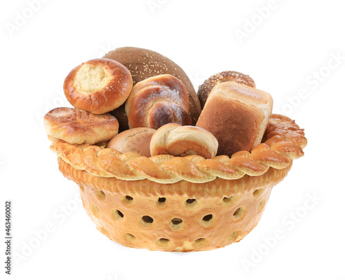 bread basket baked from dough isolated on white background
