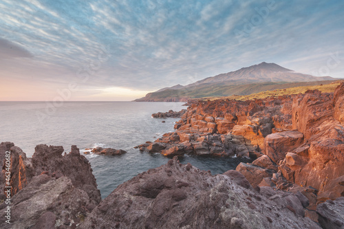 Russia, the Kuril Islands, Iturup Island, the Yankito lava plateau on Pacific coast. photo