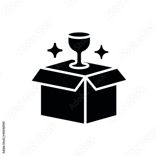 Box with glass glyph icon. Vector fill black illustration.