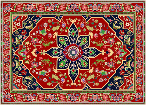 Persian carpet original design, tribal vector texture. Easy to edit and change a few global colors by swatch window. 