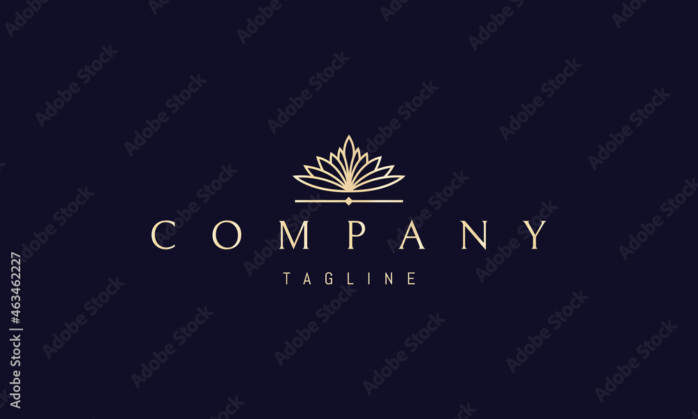 Vector golden logo on which an abstract image of a water lily flower with many petals. Vector golden logo on which an abstract image of a water lily flower with many petals.