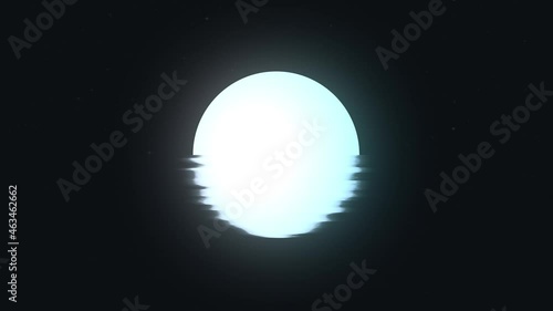 Moon in water reflection. Night minimalistic landscape. Sea surface in the light of the moon. 3D video render. 
