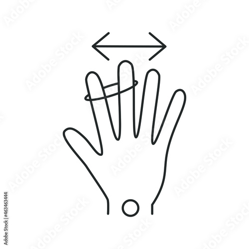 Carpal tunnel syndrome, line icon, stretching the elastic with two fingers