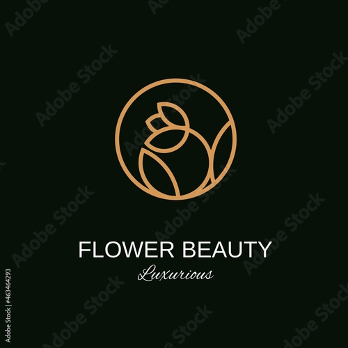 luxury beauty beauty flower logo spa salon cosmetic brand. circular flower and leaf logotype - vector