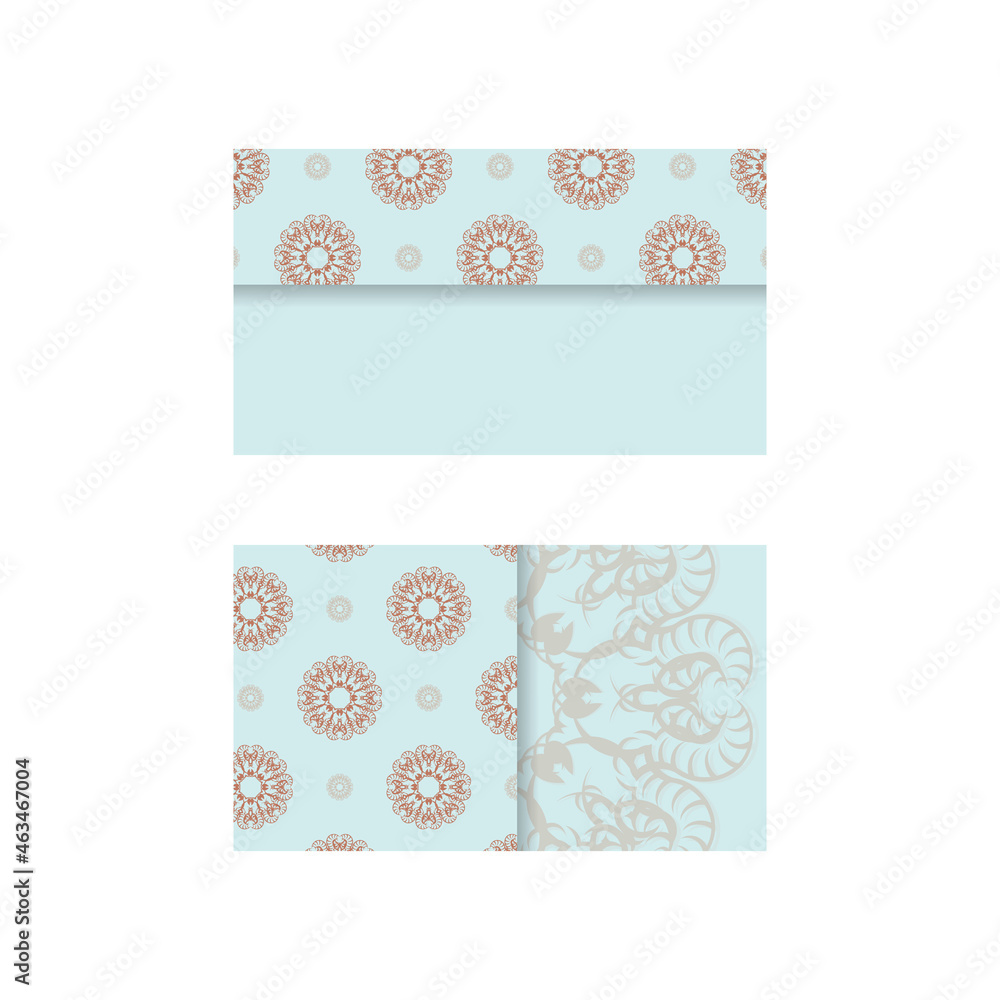 Business card in aquamarine color with Greek coral pattern for your business.