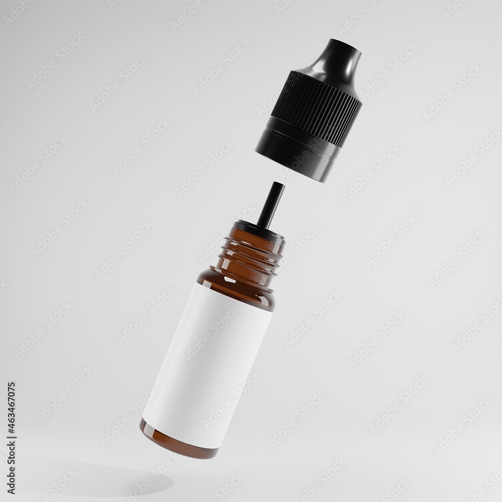 illustration of a glass bottle flying with black cap 3d render illustration of a glass bottle flying with black cap 3d render
