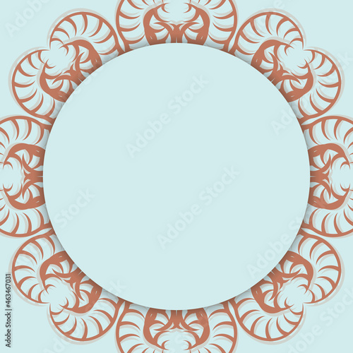 Postcard in aquamarine color with a luxurious coral ornament for your congratulations.