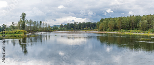 Cloudy Panorama of the Bob Heirman Wildlife Park at Thomas’ Eddy Taken Across the Snohomish River in Washington State