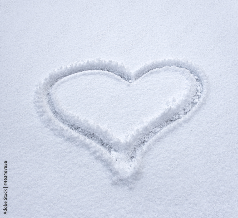 Heart drawn in the snow