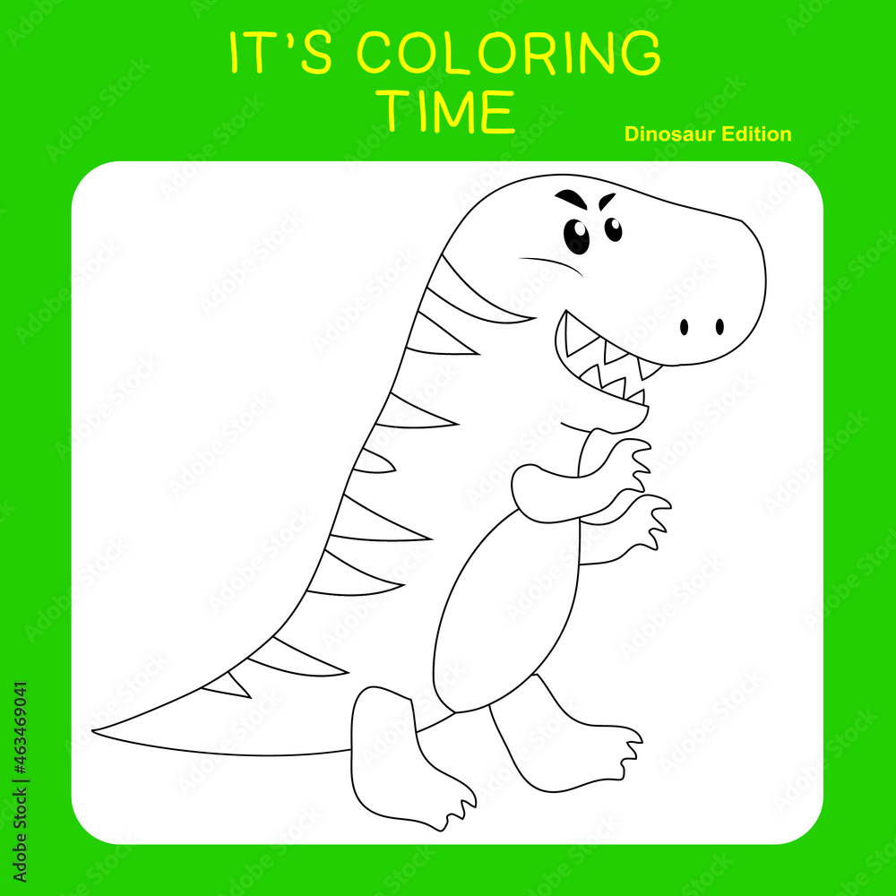 Fototapeta premium Coloring Page Dinosaurs Edition. Dinosaurs Color Book. Dinosaurs worksheet page. Educational printable colouring worksheet. Fun activity for kids. Vector illustration.