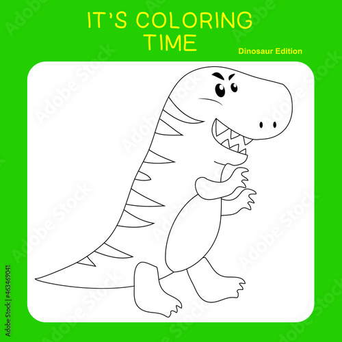 Coloring Page Dinosaurs Edition. Dinosaurs Color Book. Dinosaurs worksheet page. Educational printable colouring worksheet. Fun activity for kids. Vector illustration.