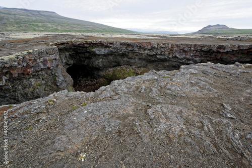 Surtshellir lava tunnels (caves) in the Hallmundarhraun lava field, Western Iceland photo