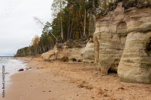 Cliffs on the shores of the Baltic Sea in October