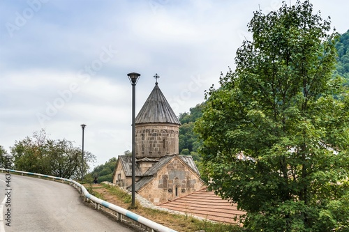 Armenia, Haghartsin, September 2021. View of the dome of the main temple of the monastery from the side of the road. photo