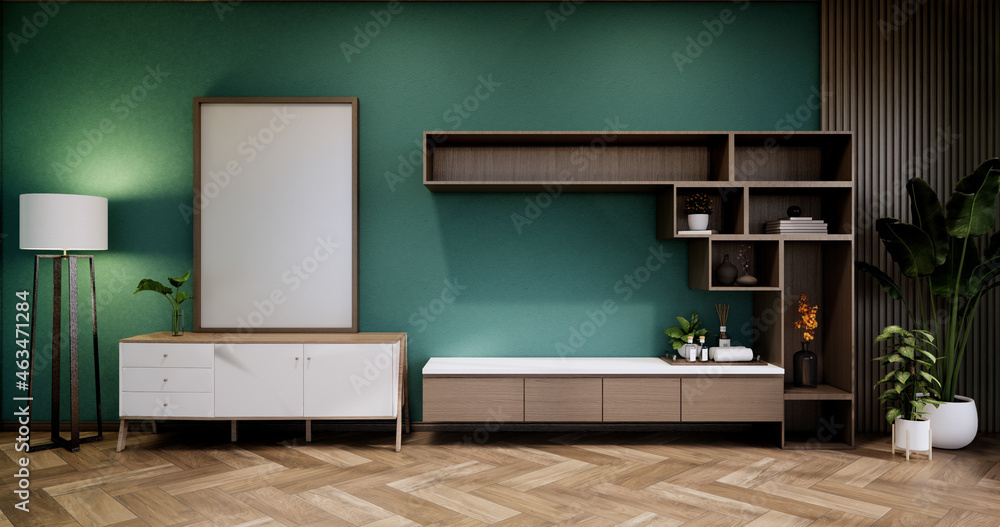 Interior, Cabinet in Modern Mint empty room on Livingroom. 3d rendering Interior, Cabinet in Modern Mint empty room on Livingroom. 3d rendering