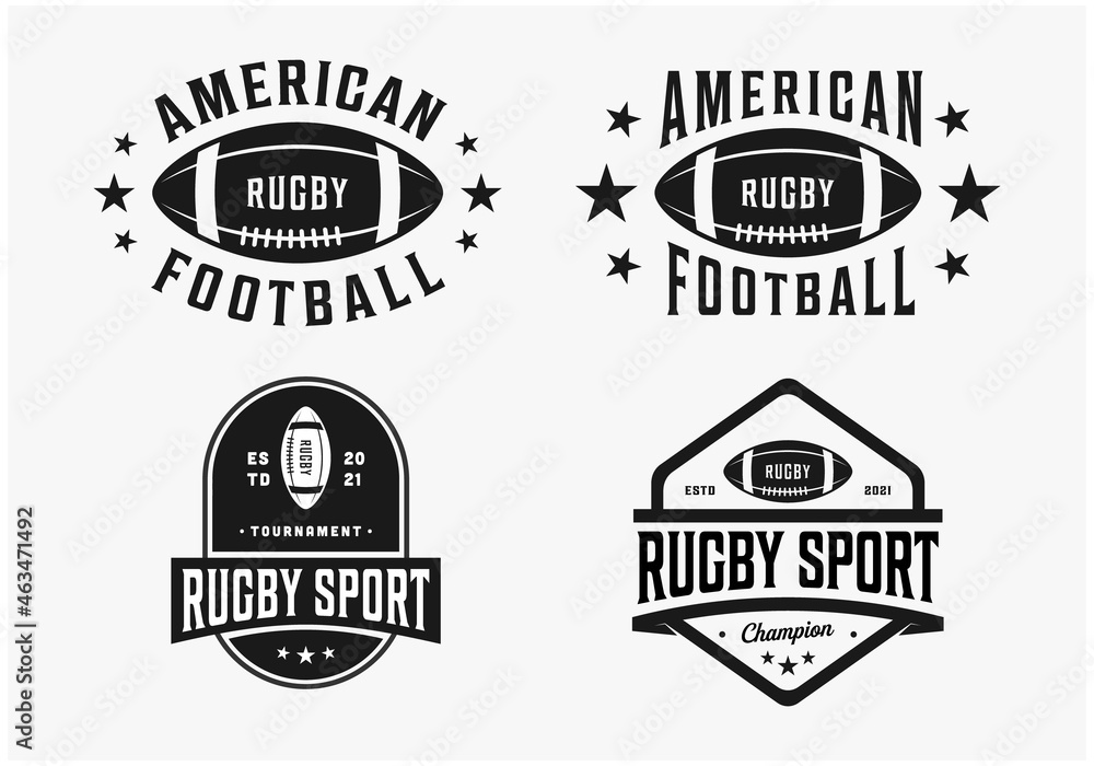 set bundle american football rugby logo design set bundle american football rugby logo design