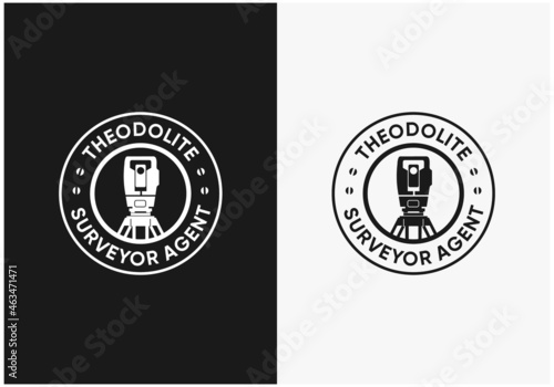badge theodolite surveyor construction logo design