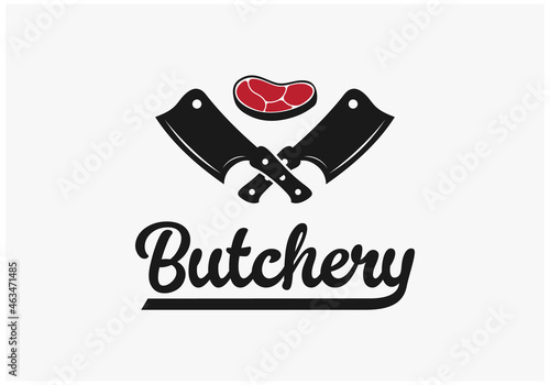 retro style butchery meat premium vector