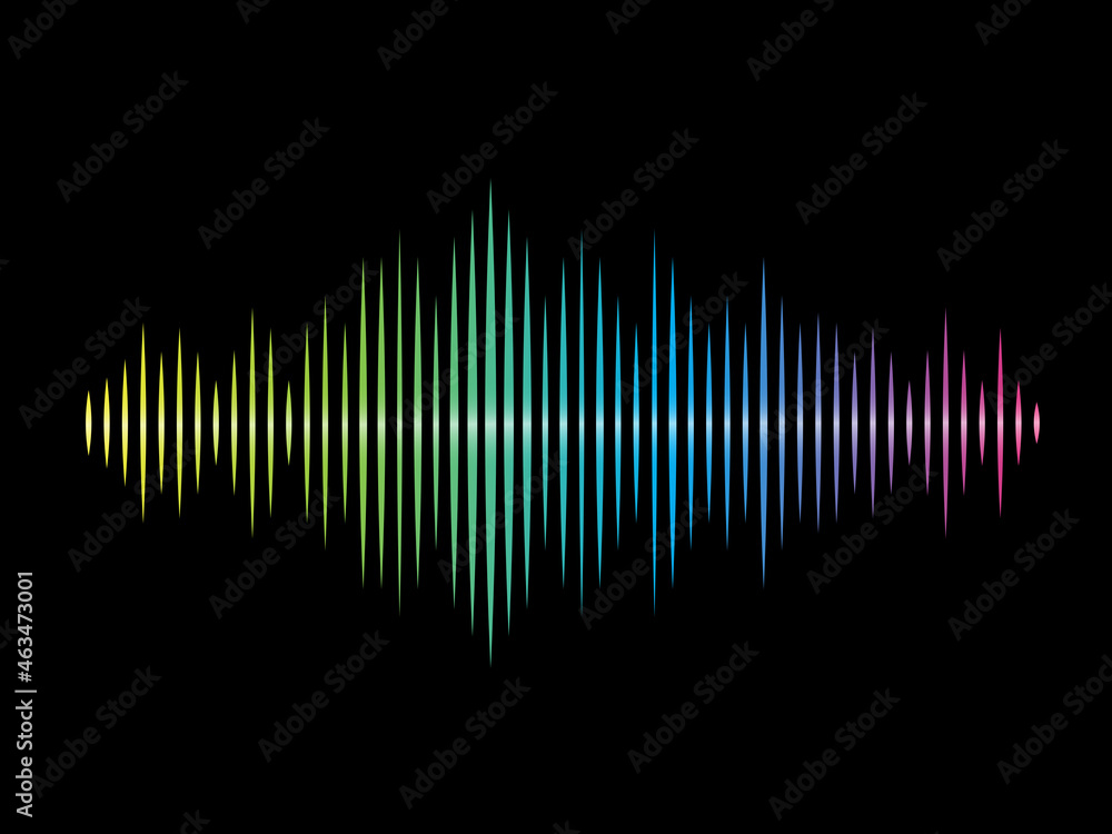 Sound wave vector isolated on black background. Abstract sound waves for voice design, music background, wallpaper, radio logo and icon. Sound wave, vector illustration Sound wave vector isolated on black background. Abstract sound waves for voice design, music background, wallpaper, radio logo and icon. Sound wave, vector illustration