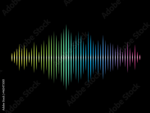 Sound wave vector isolated on black background. Abstract sound waves for voice design, music background, wallpaper, radio logo and icon. Sound wave, vector illustration