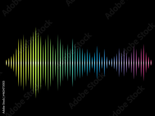 Sound wave vector isolated on black background. Abstract sound waves for voice design, music background, wallpaper, radio logo and icon. Sound wave, vector illustration
