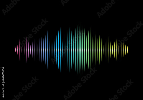 Sound wave vector isolated on black background. Abstract sound waves for voice design, music background, wallpaper, radio logo and icon. Sound wave, vector illustration